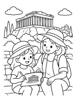 Free printable Sketching The Parthenon In Athens coloring page
