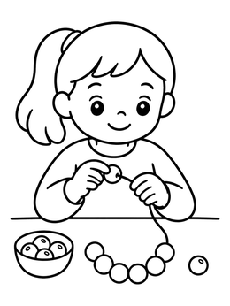 Free printable Girl Stringing A Bead Necklace coloring page