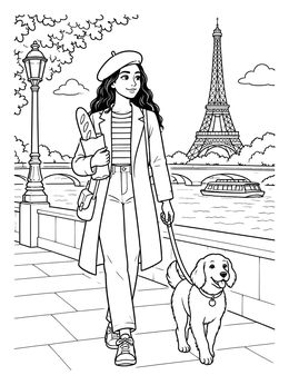 Free printable Stroll Along The Seine In Paris coloring page