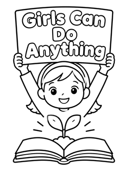 Free printable Girls Can Do Anything Sign coloring page