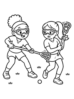 Free printable Girls Playing Lacrosse Defense coloring page