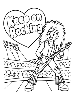 Free printable Glam Rocker With Electric Guitar coloring page