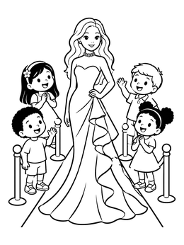 Free printable Glamour Doll On The Red Carpet coloring page