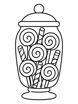 Free printable Glass Candy Jar With Lollipops coloring page