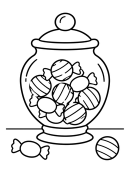Free printable Glass Candy Jar With Sweets coloring page