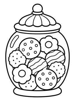 Free printable Glass Jar Full Of Assorted Cookies coloring page