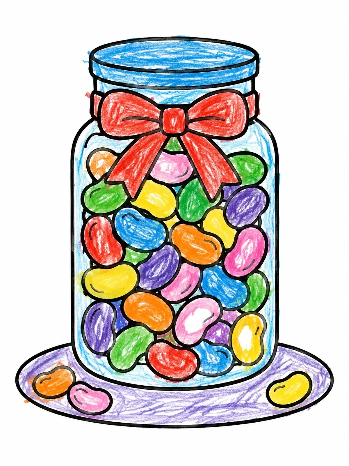 Colored example of the Glass Jar Full Of Jelly Beans coloring page