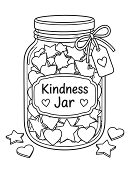 Free printable Glass Kindness Jar With Stars coloring page