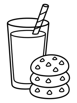 Free printable Glass Of Milk With Stacked Cookies coloring page