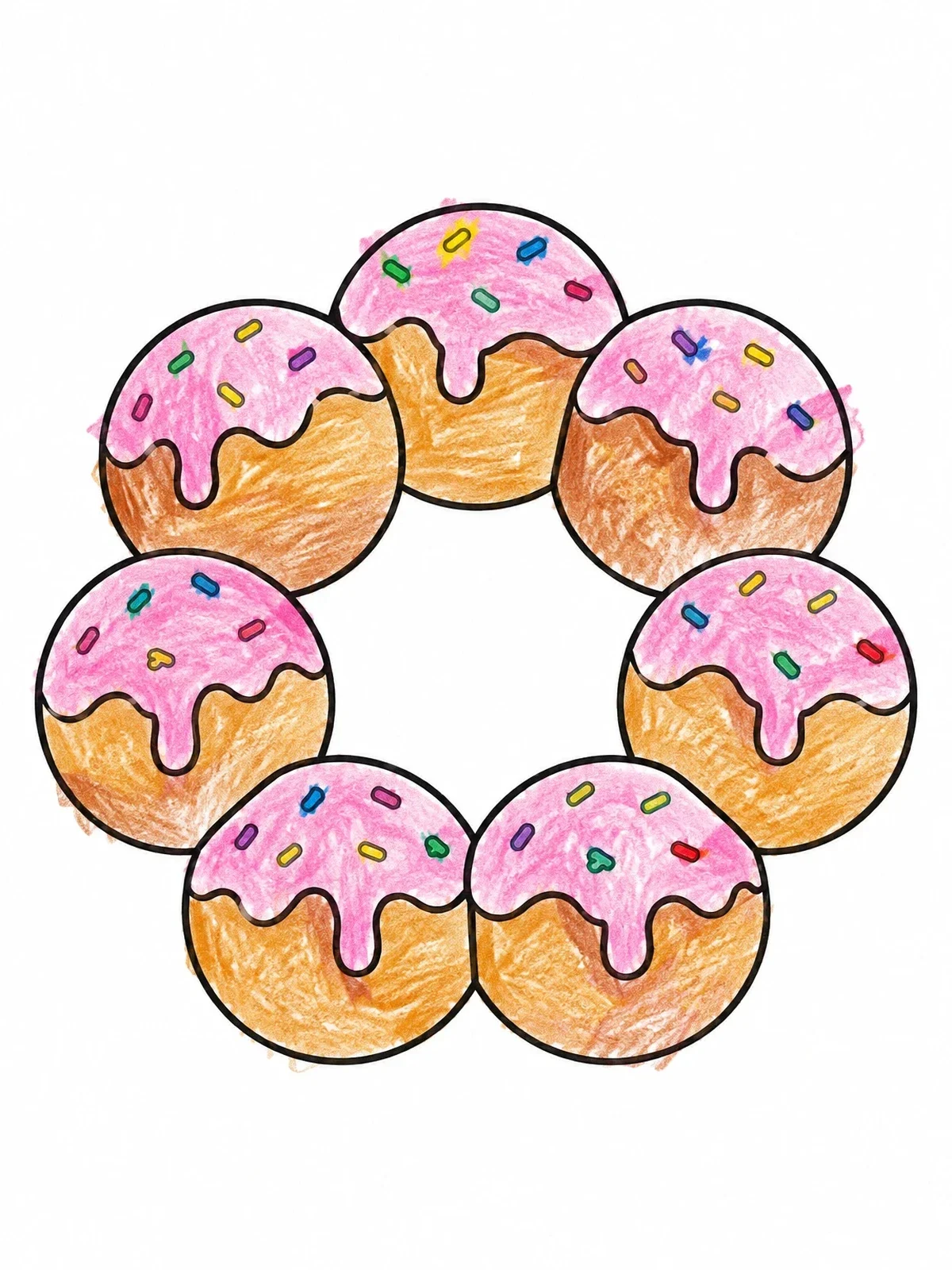 Colored example of the Glazed Mochi Donut Ring coloring page