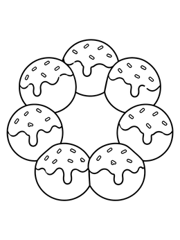 Free printable Glazed Mochi Donut Ring coloring page