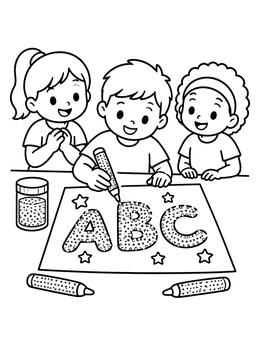 Free printable Kids Crafting Sparkling Abc Letters coloring page