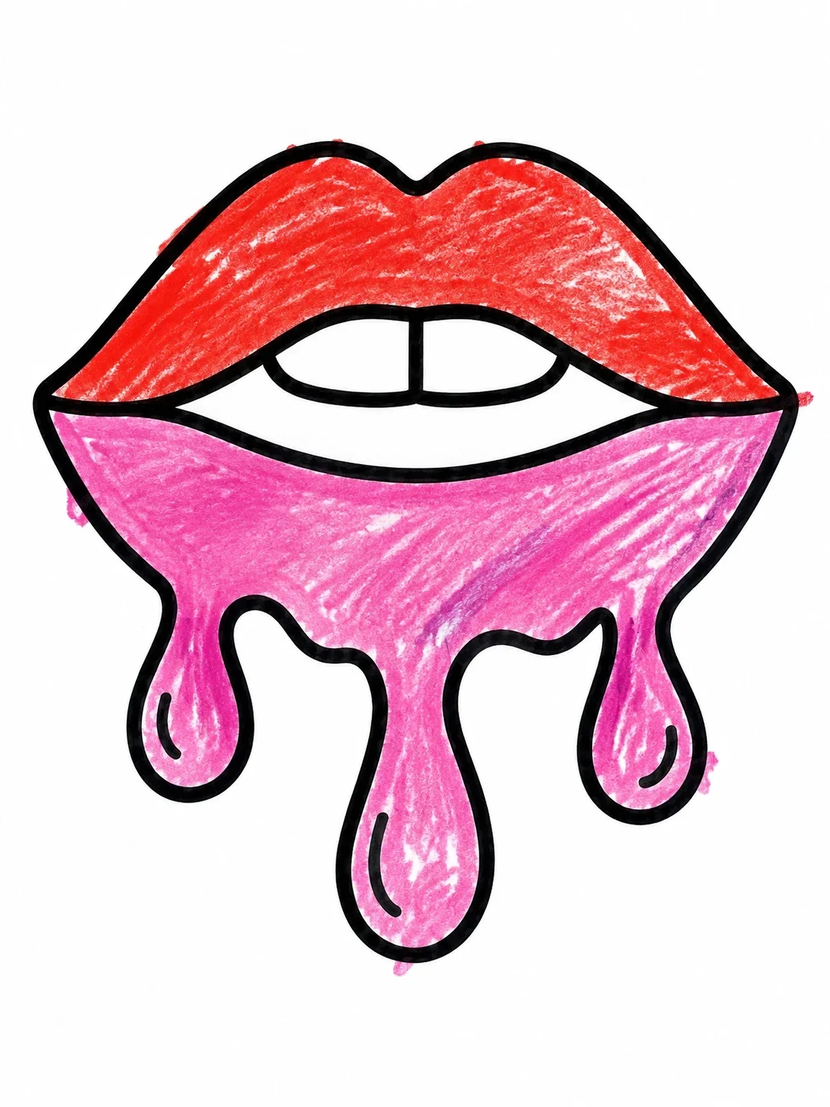 Colored example of the Glossy Dripping Lips With Teeth coloring page
