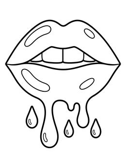 Free printable Glossy Dripping Lips Outline coloring page