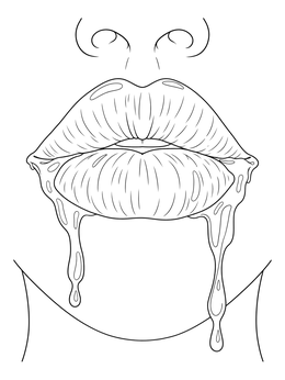 Free printable Glossy Lips With Dripping Liquid coloring page