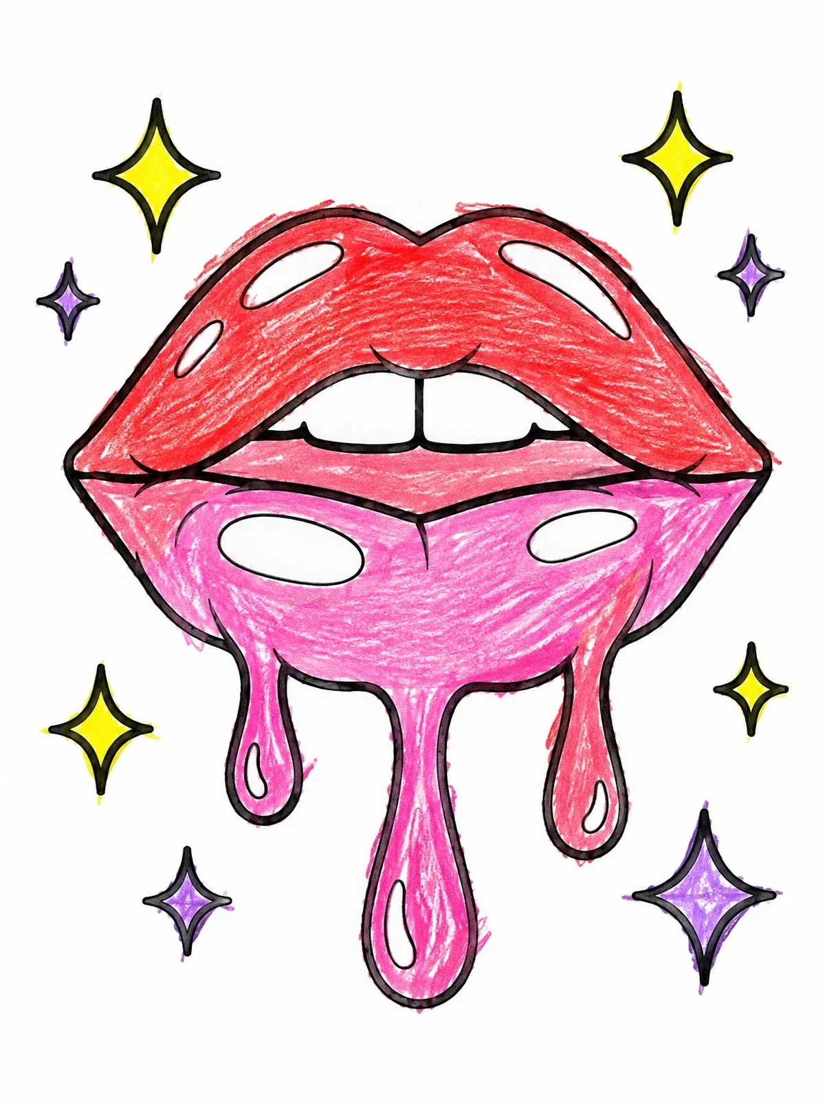 Colored example of the Glossy Lips With Dripping Gloss coloring page