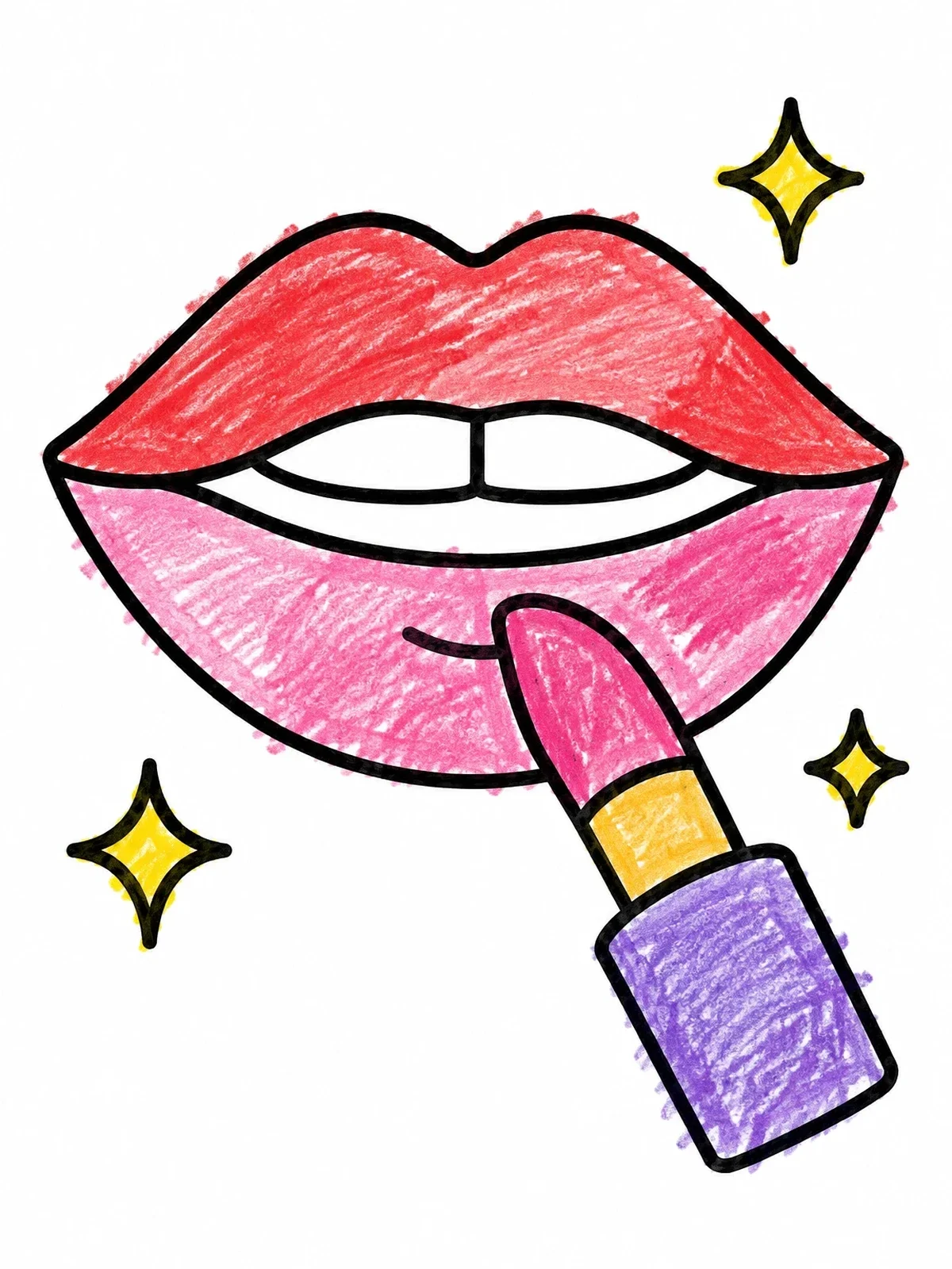 Colored example of the Glossy Lips With Lipstick coloring page