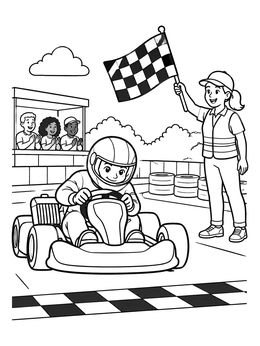 Free printable Go Kart Crossing Finish Line coloring page