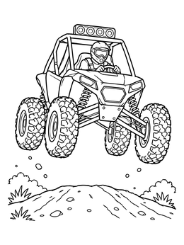 Free printable Off Road Buggy Jumping Over Dirt Hill coloring page