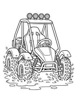 Free printable Off Road Buggy Splashing Through Mud coloring page
