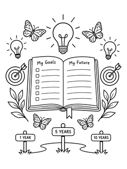 Free printable Goal Setting And Future Vision Journal coloring page