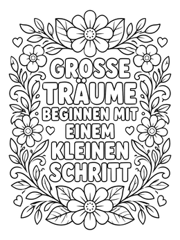 Free printable Inspirational Floral Quote Design coloring page