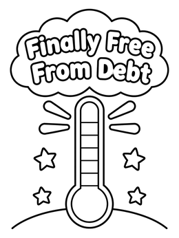 Free printable Goal Thermometer Debt Free Tracker coloring page