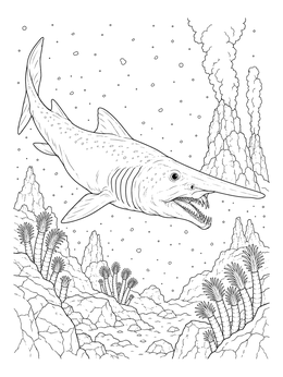 Free printable Goblin Shark Over Deep Ocean Vents coloring page
