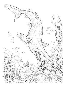 Free printable Goblin Shark Hunting Deep Sea Crab coloring page