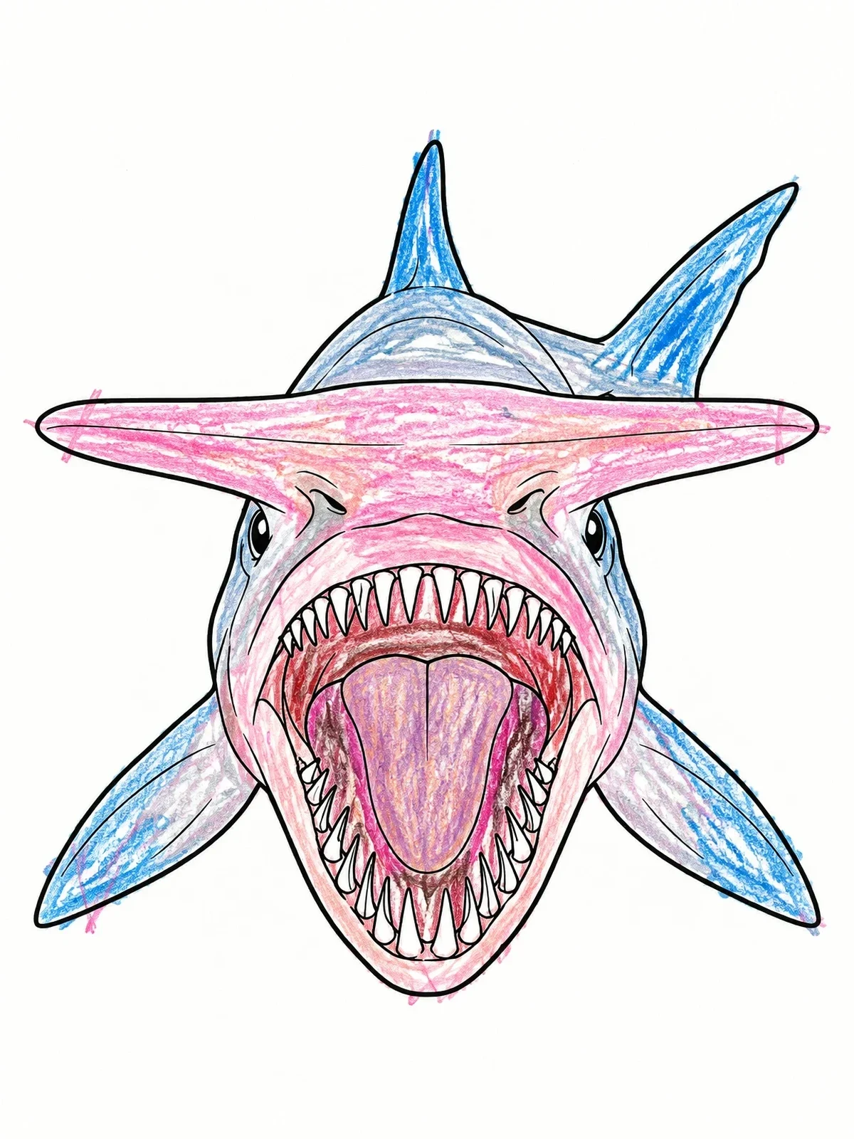 Colored example of the Goblin Shark With Open Mouth coloring page
