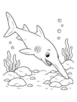 Free printable Goblin Shark On The Seabed coloring page