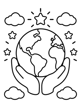 Free printable Gentle Hands Holding Planet Earth coloring page