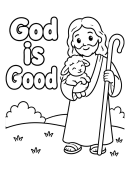 Free printable Gentle Shepherd Holding A Little Lamb coloring page