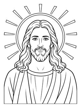 Free printable Serene Jesus Christ Portrait With Halo coloring page