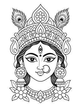 Free printable Goddess Durga Face With Crown coloring page