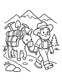 Free printable Prospector Leading Pack Donkey coloring page