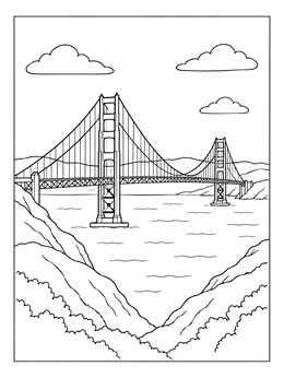 Free printable Golden Gate Bridge Across The Bay coloring page
