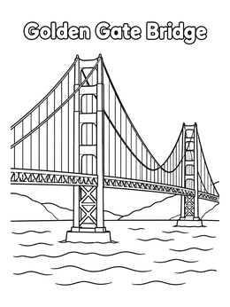 Free printable Golden Gate Bridge Over Bay coloring page