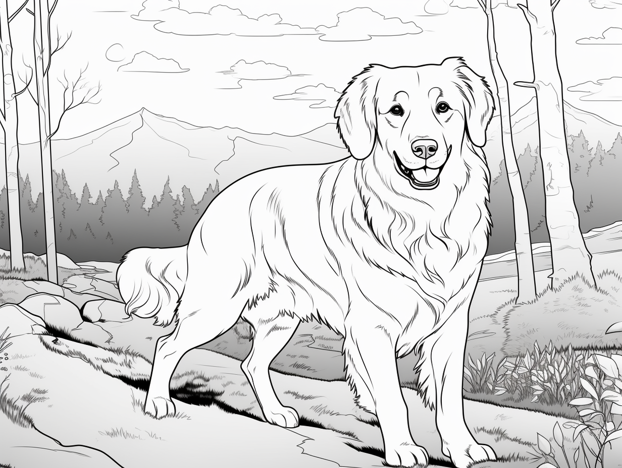 Golden Retriever Coloring Delight Coloring Page