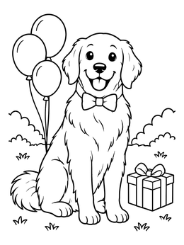 Free printable Cheerful Golden Retriever With Bow Tie coloring page