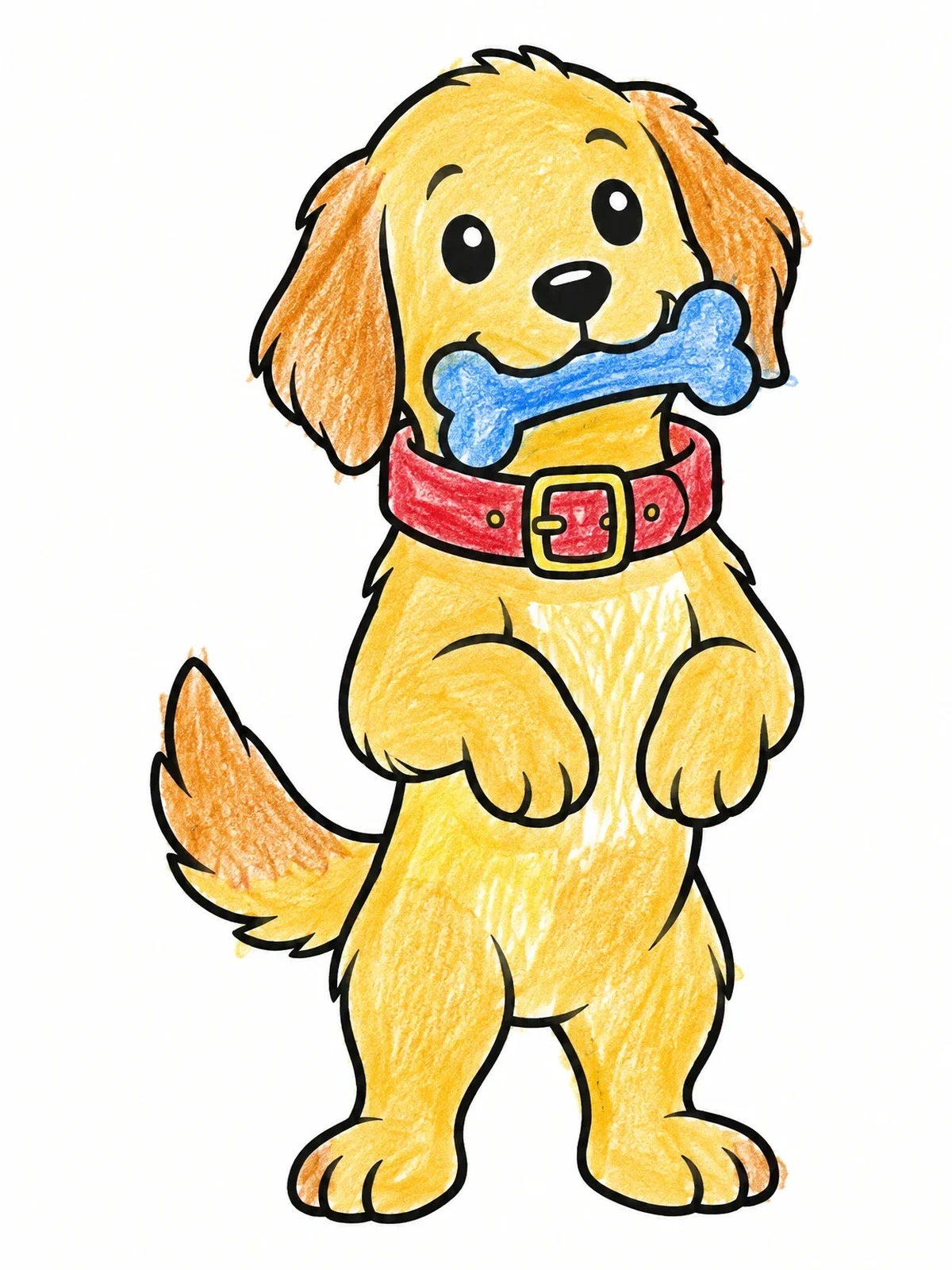 Colored example of the Playful Puppy With Collar And Bone coloring page