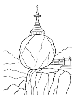 Free printable Sacred Golden Rock Of Kyaiktiyo coloring page