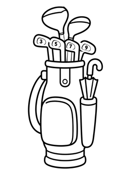 Free printable Golf Bag With Clubs And Umbrella coloring page