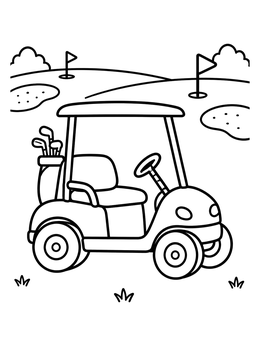 Free printable Golf Cart On The Course coloring page