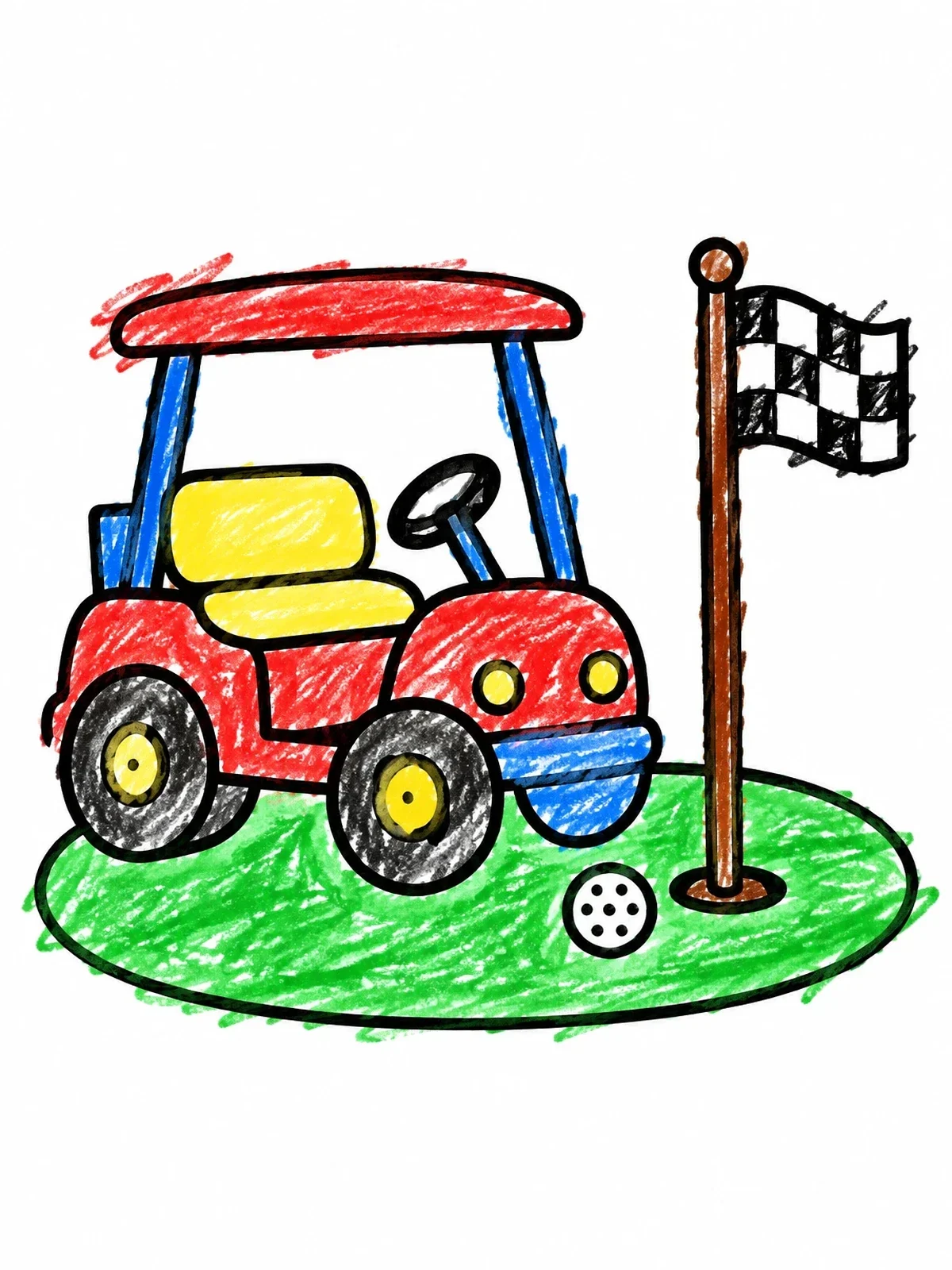 Colored example of the Golf Cart By The Putting Green coloring page