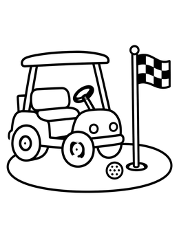 Free printable Golf Cart By The Putting Green coloring page