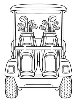 Free printable Golf Cart Rear View With Bags coloring page