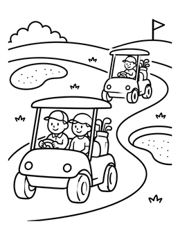 Free printable Golf Carts On The Green Path coloring page