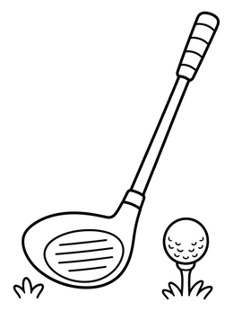 Free printable Golf Driver Club And Ball coloring page