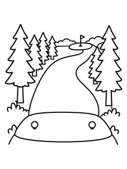 Free printable Golf Fairway With Pine Trees coloring page